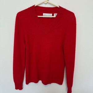 Pursuits Ltd. 100% Cashmere V-Neck Red Long Sleeve Sweater Size Medium